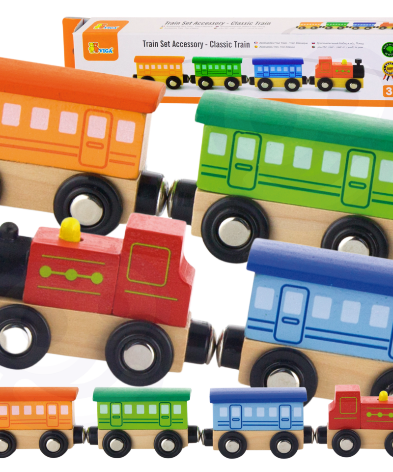 Klassikaline puidust rongikomplekt lastele