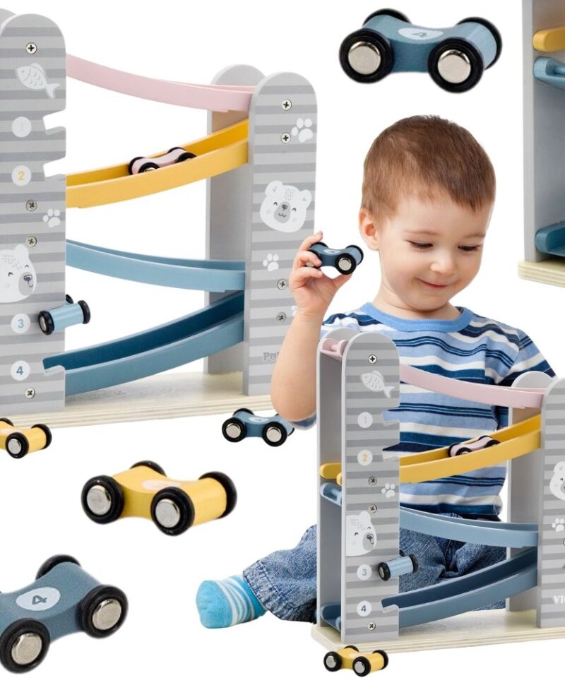 Puidust rallirada lastele pastellvärvides