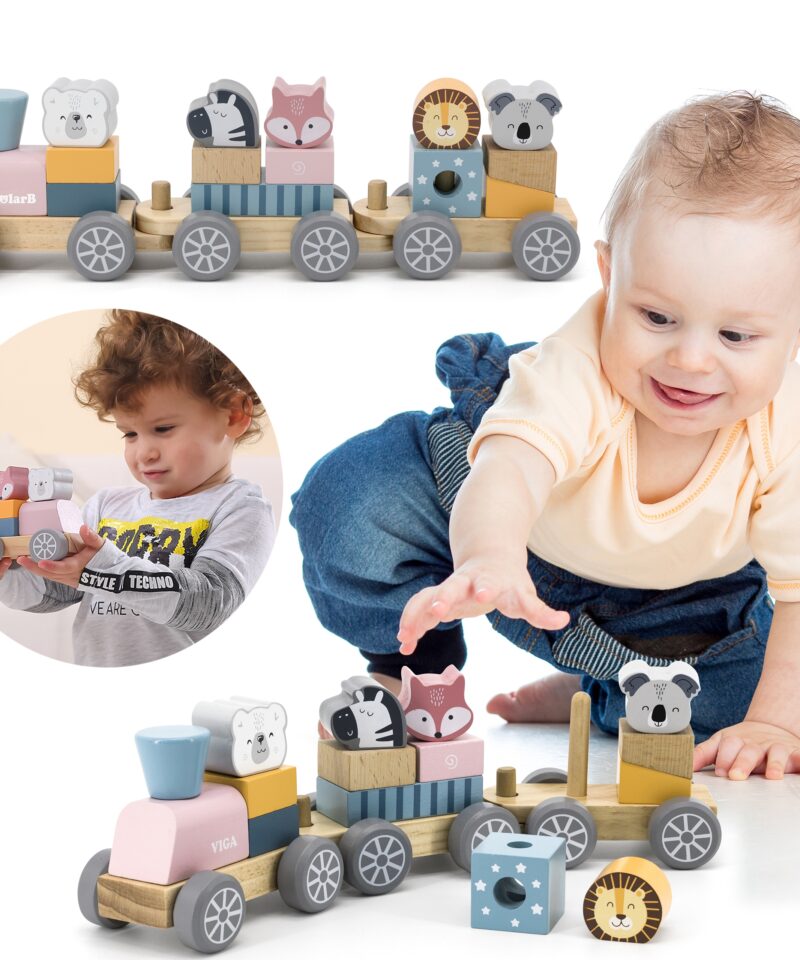 Puidust rongikomplekt loomadega mängimiseks