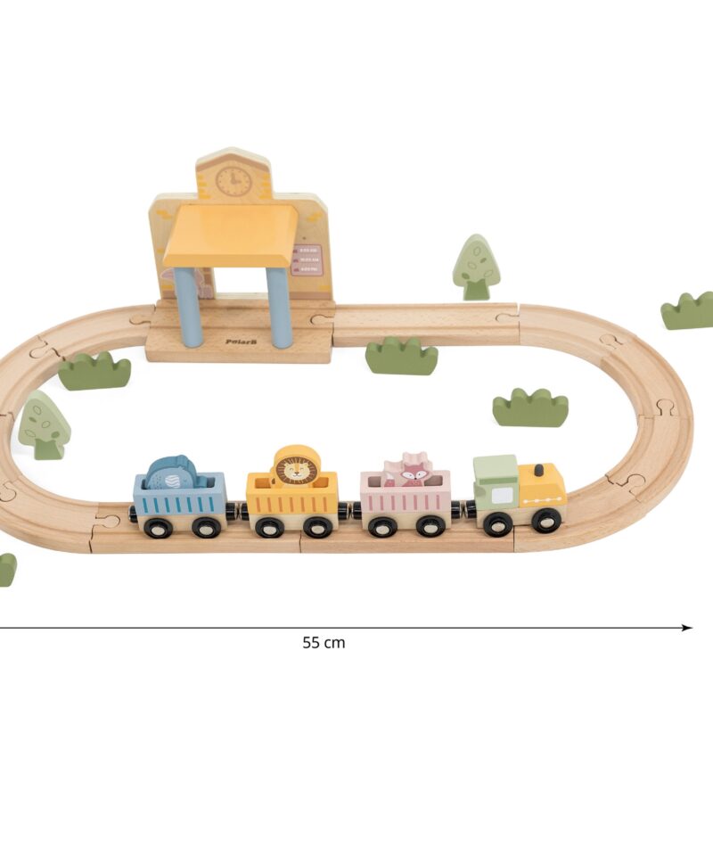 Puidust mängukomplekt loomade ja tarvikutega