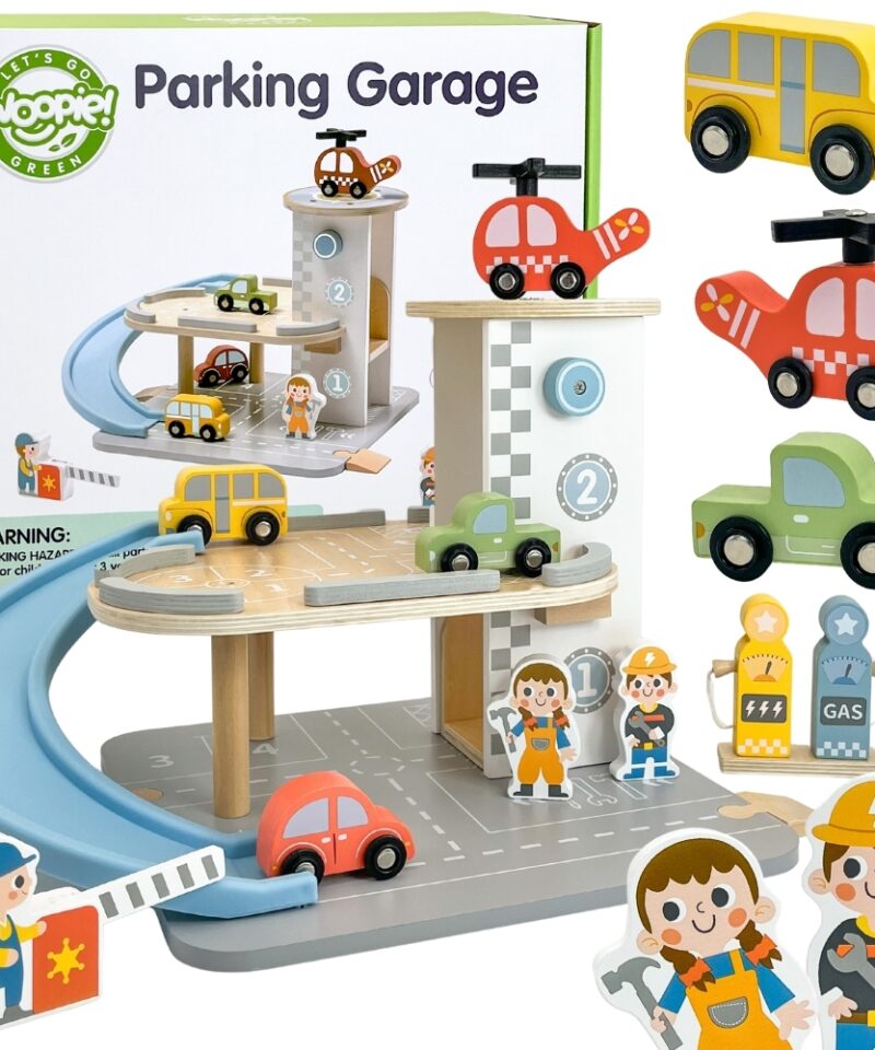 Mitmetasandiline puidust autoparkla detailvaade