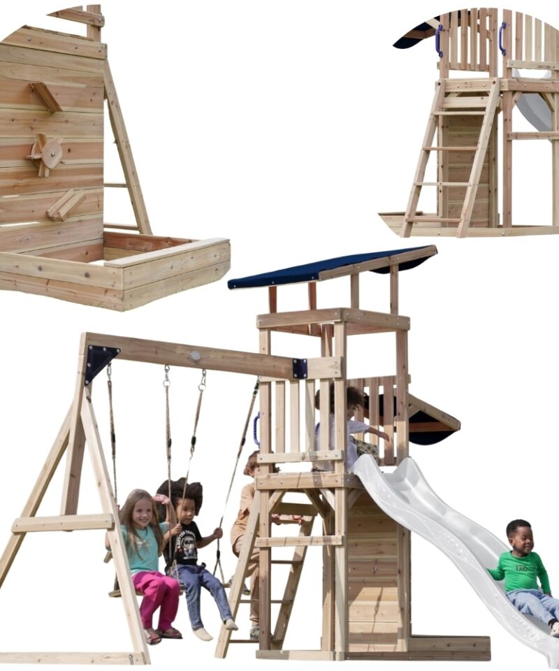 Suur puidust mänguväljak lastele õues