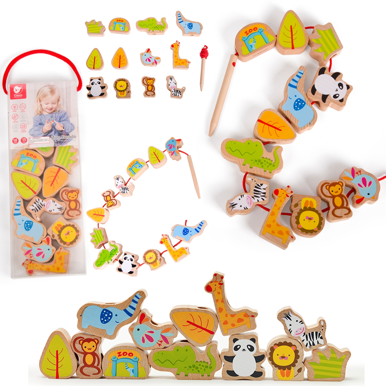 Loomateemalised puidust klotsid erksates värvides