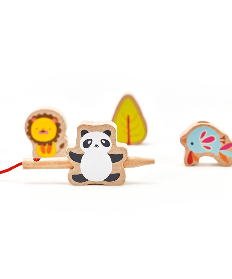 Nööriga lükitavad loomamotiividega klotsid