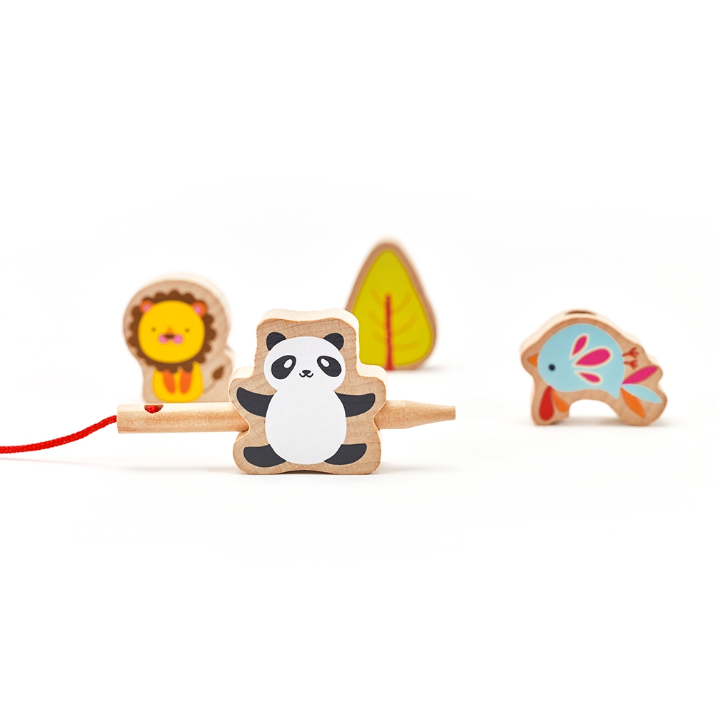 Nööriga lükitavad loomamotiividega klotsid