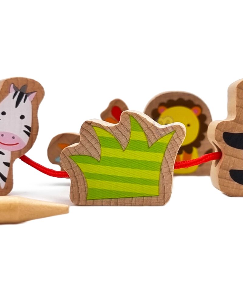 Nööriga lükitavad loomamotiividega klotsid