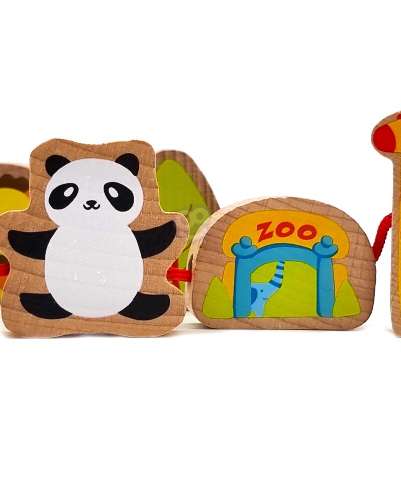 Nööriga lükitavad loomamotiividega klotsid