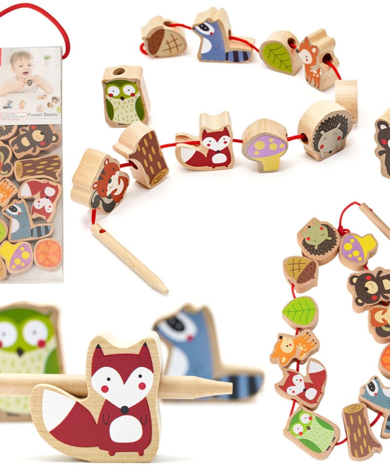 Puidust loomade nöörimismäng lastele