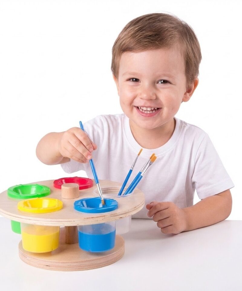 Pöörlev värvipottide hoidja lastele