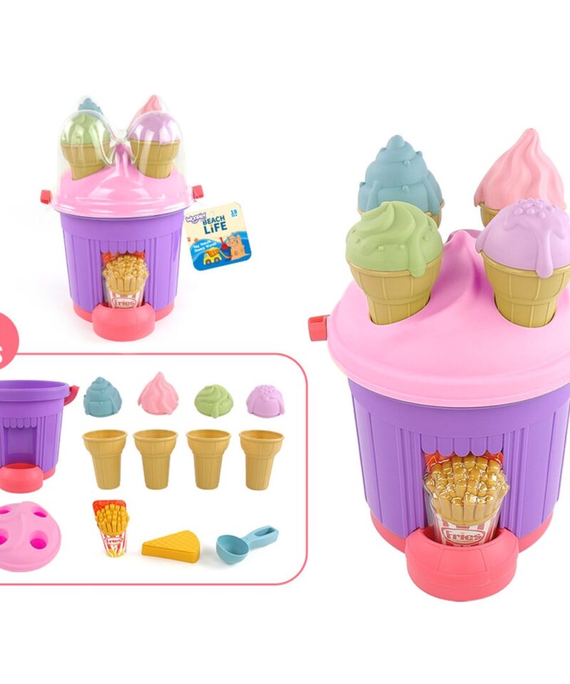 Lapsed mängivad liivakastis jäätisetarvikutega