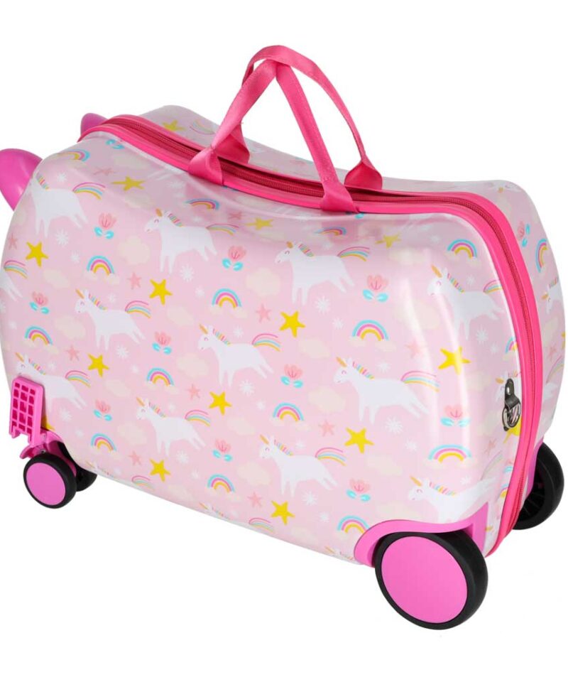 Ükssarvikuga laste käru ja kohver