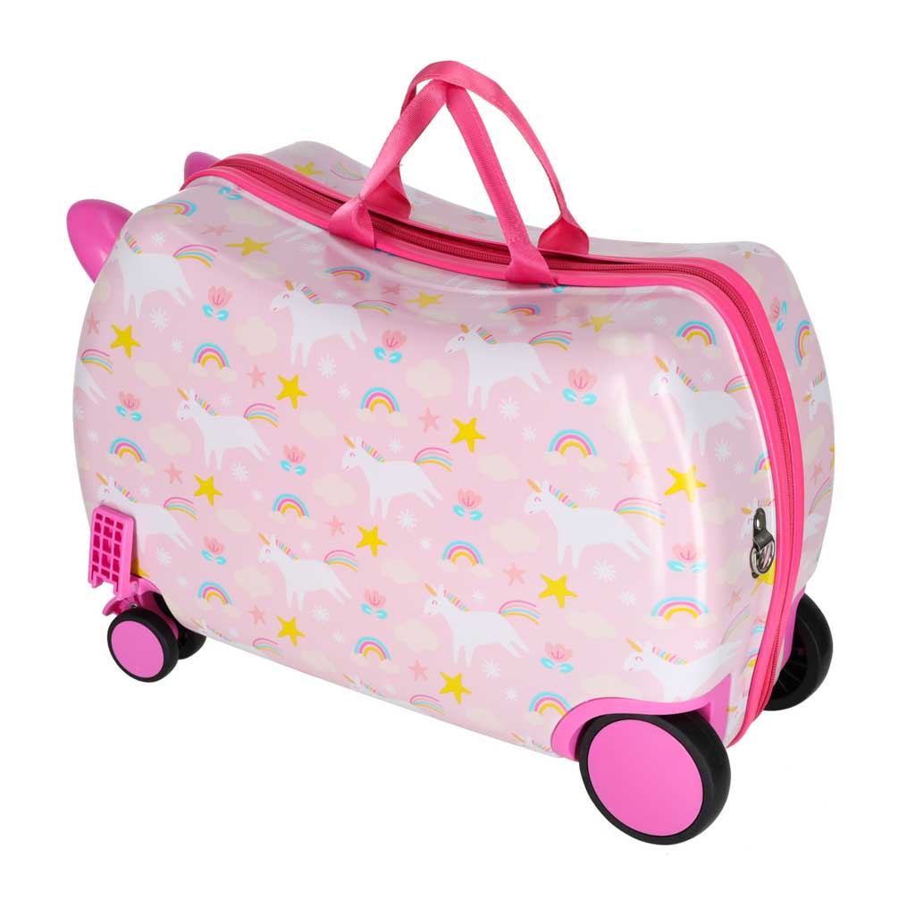 Ükssarvikuga laste käru ja kohver