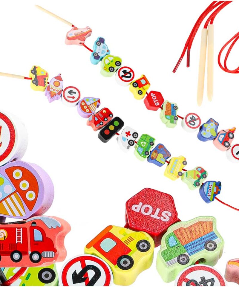 Lõbusad puidust nöörimisklotsid lastele