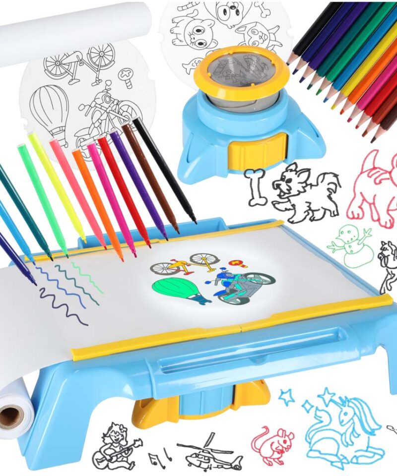 Laste joonistusprojektor ja laud kasutamisel