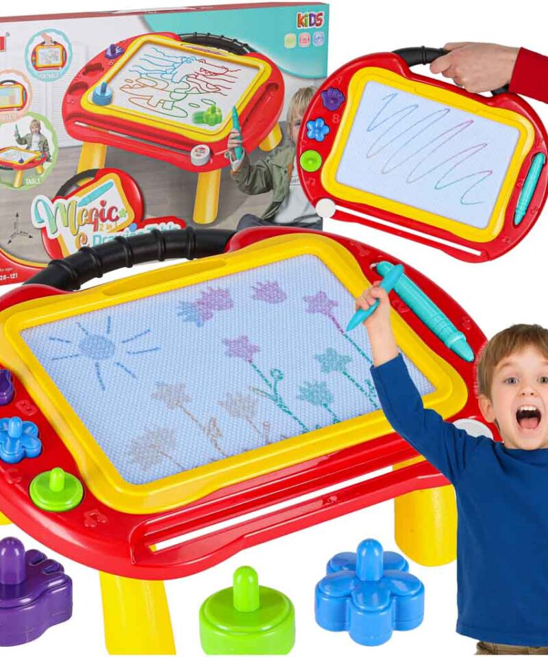 Laste magnetiline joonistustahvel punase ja kollasega