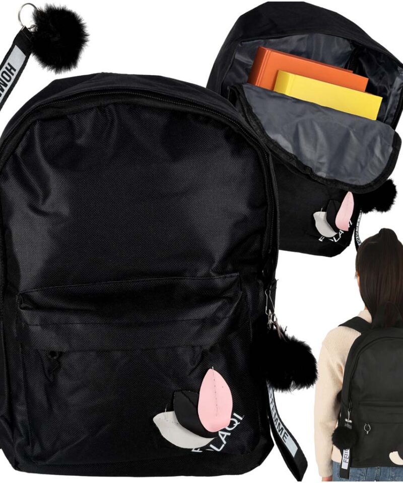 Noortele mõeldud must koolikott A4 formaadis