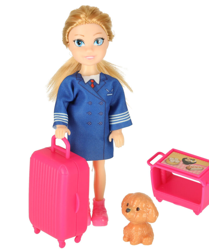 Värvikas lennuk koos koerakese ja kohvriga