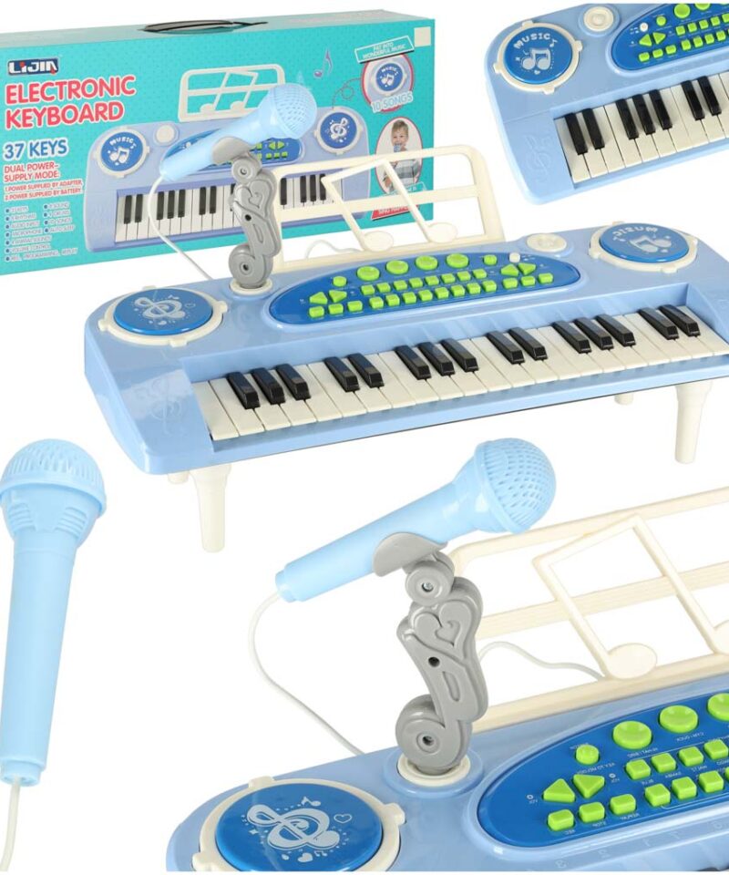 Sinine laste klaver koos mikrofoniga