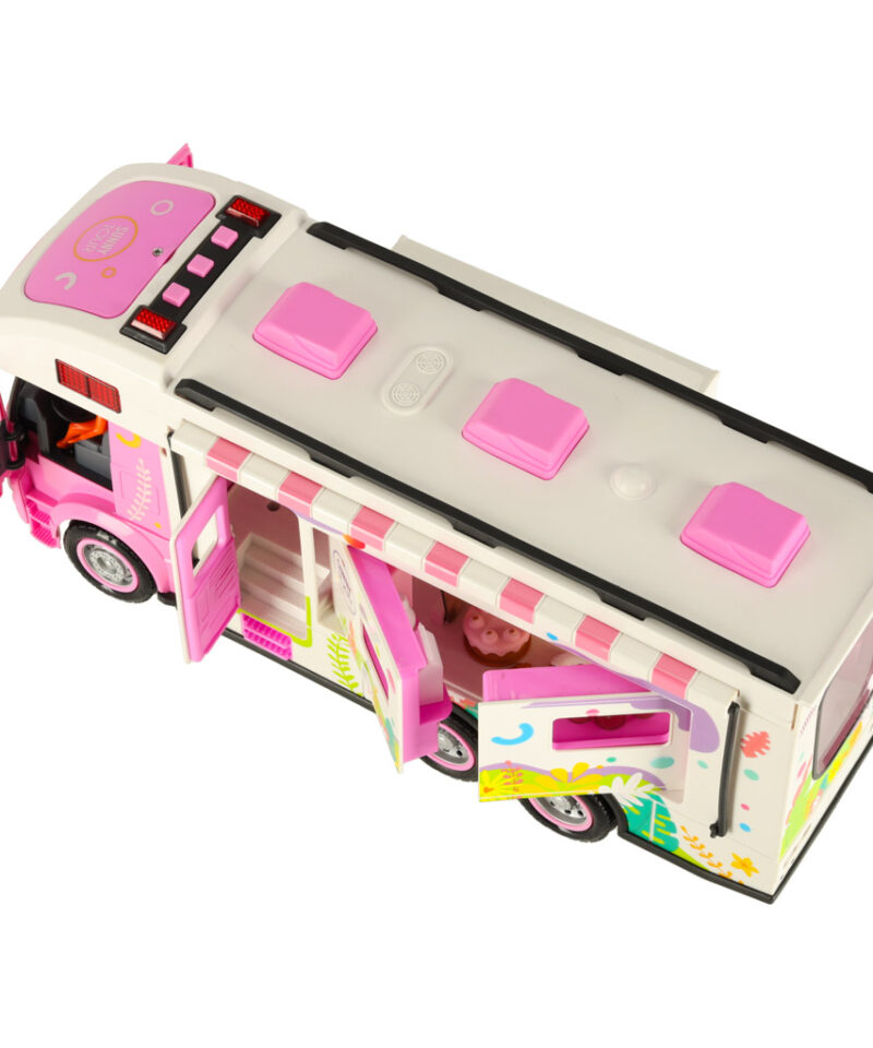 Valge matkaauto roosade detailidega