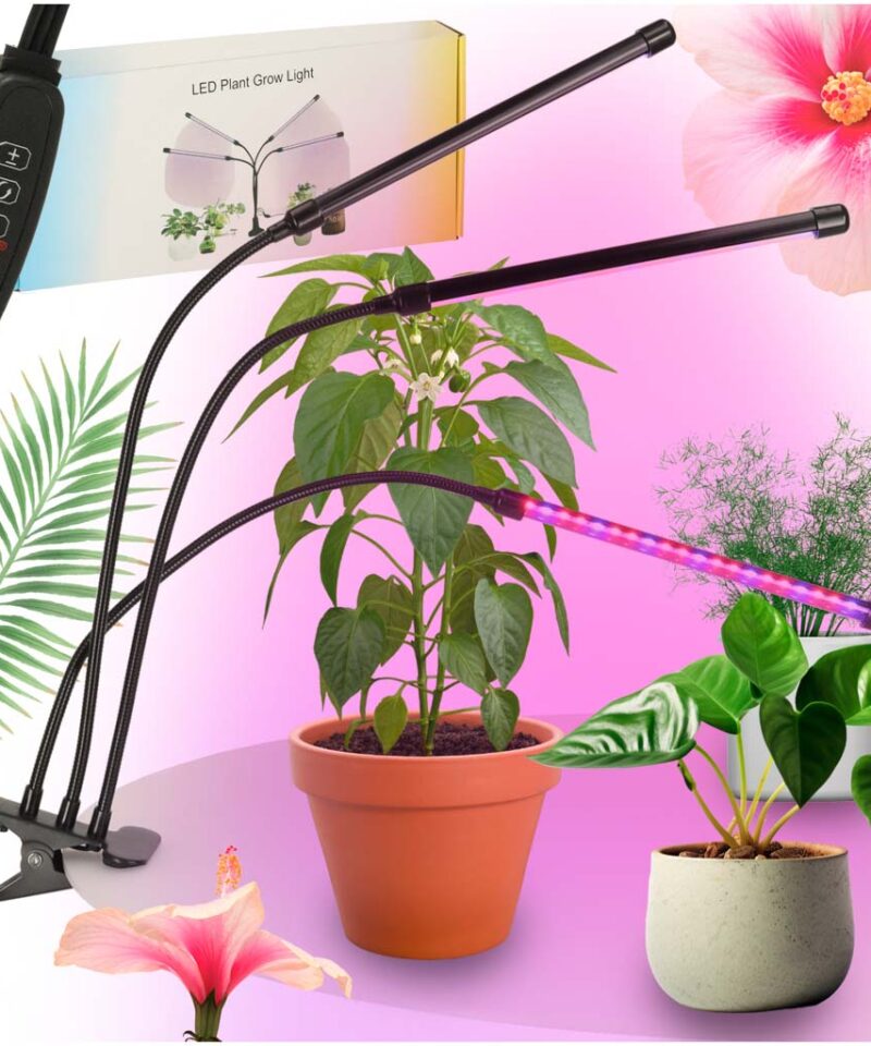 Kolmeharuline LED taimelamp