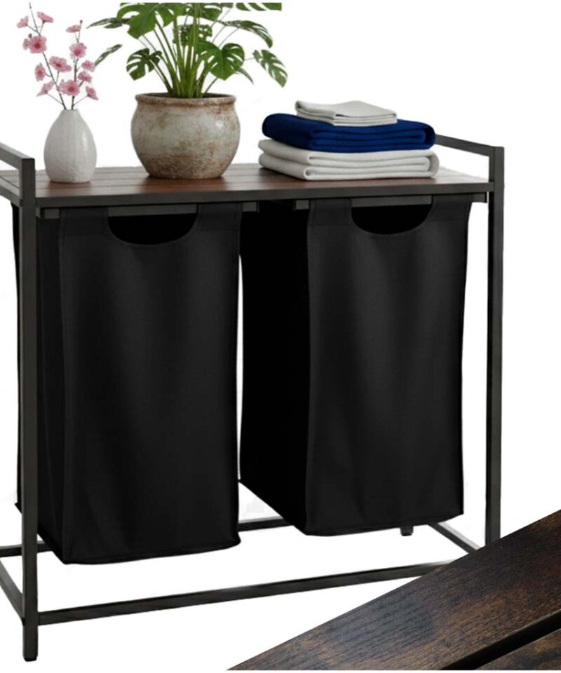 Kaheosaline pesukorv koos riiuliga