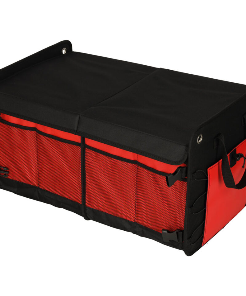 Auto pagasiruumi kokkupandav korraldaja musta ja punasega