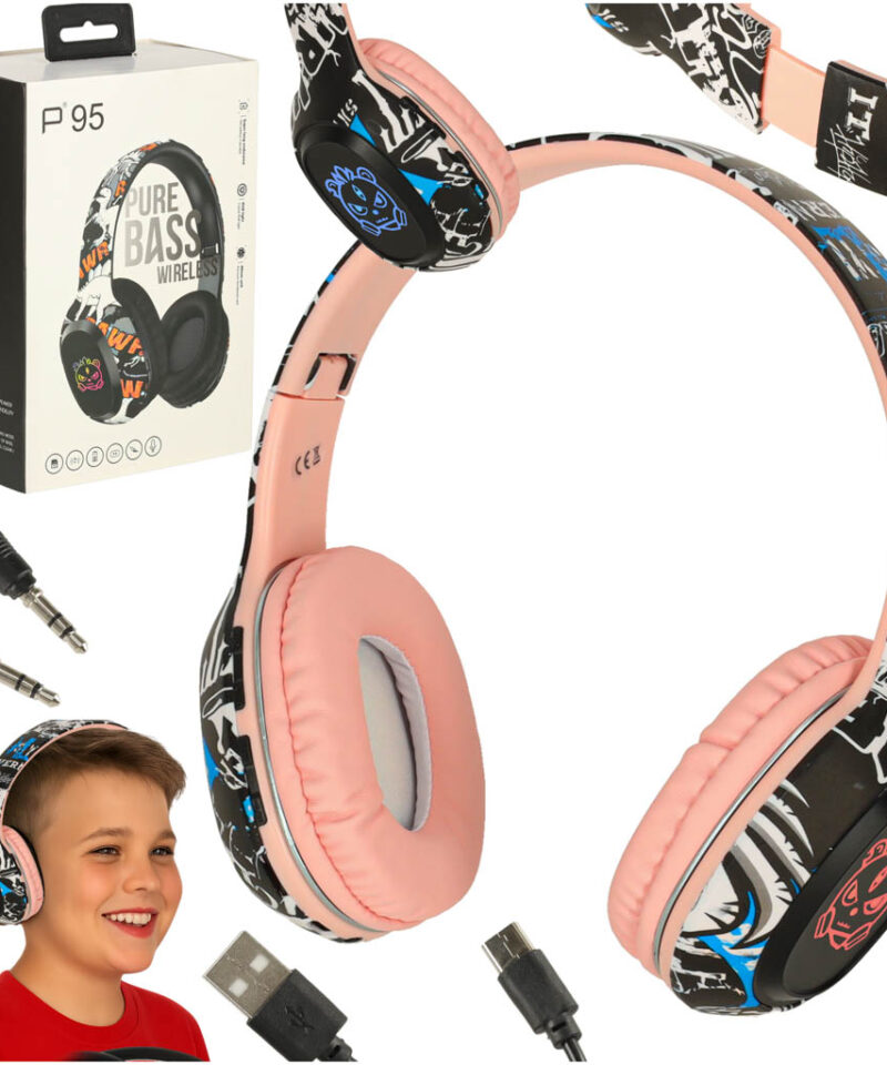 Juhtmevabad roosad kõrvaklapid stiilse disainiga