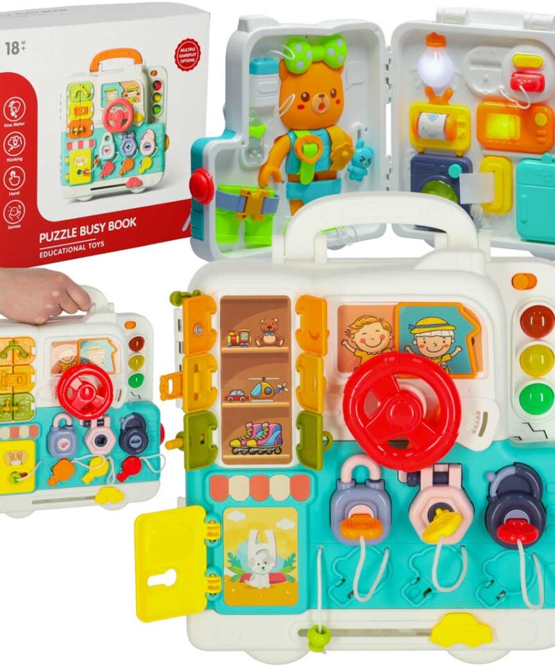 Sensoorne tegevustahvel kohvris lapsele