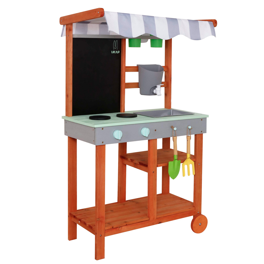 Puidust aiaköök tarvikutega