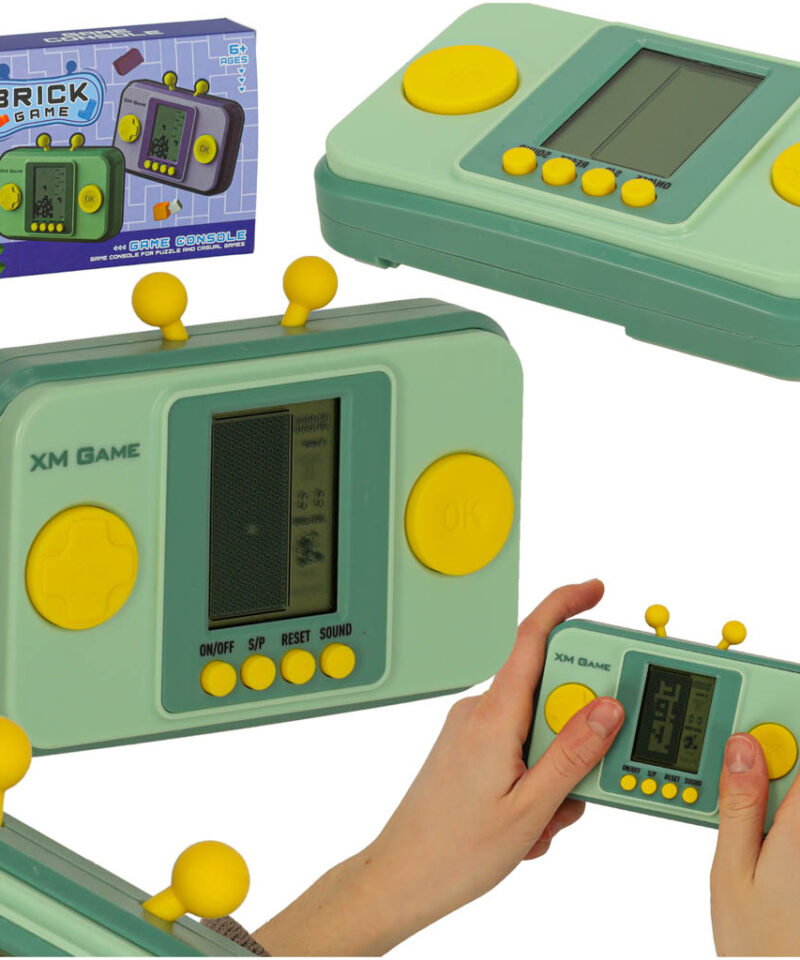 Kaasaskantav elektrooniline mängukonsool rohelises värvitoonis