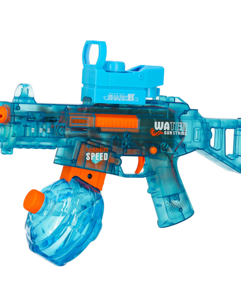 Sinine veepüstol värviliste aktsentidega