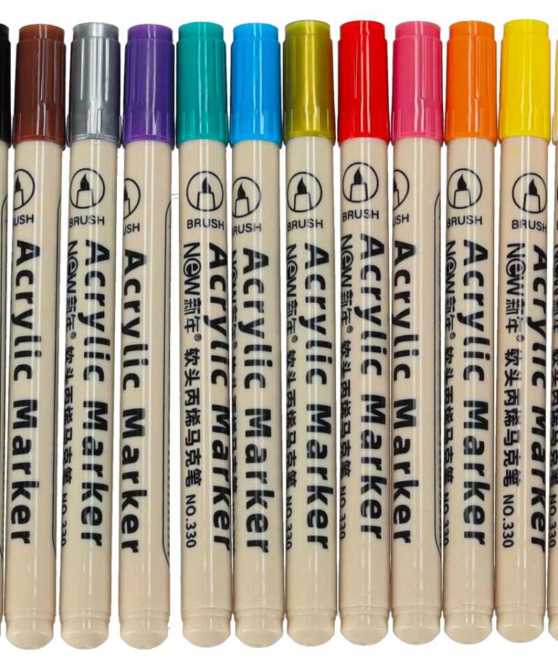 12 värviline akrüülmarkerite komplekt