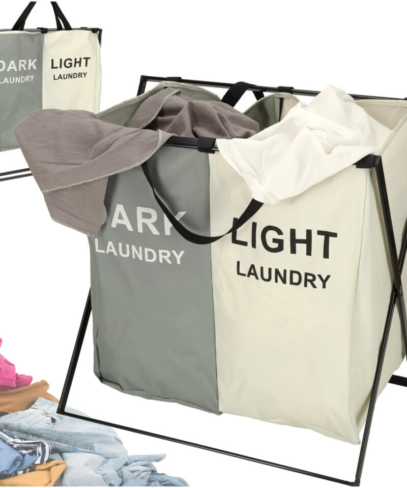 Kahekambriline pesukorv heledate ja tumedate pesu jaoks