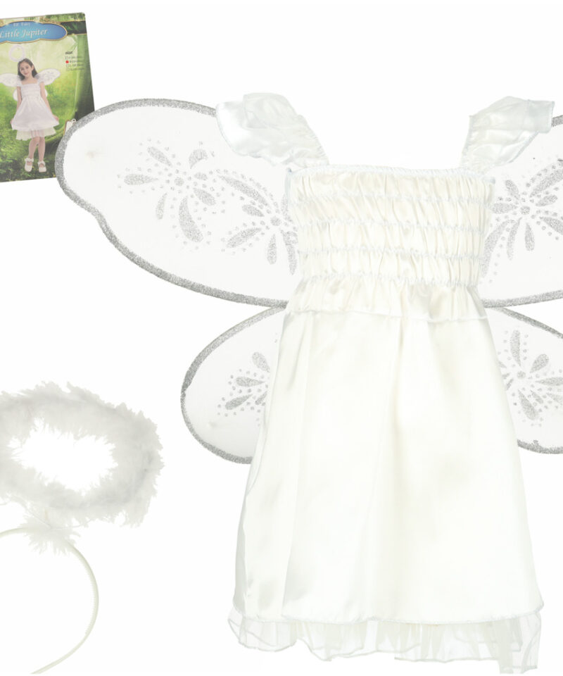 Valge ja hõbedane laste ingli kleit