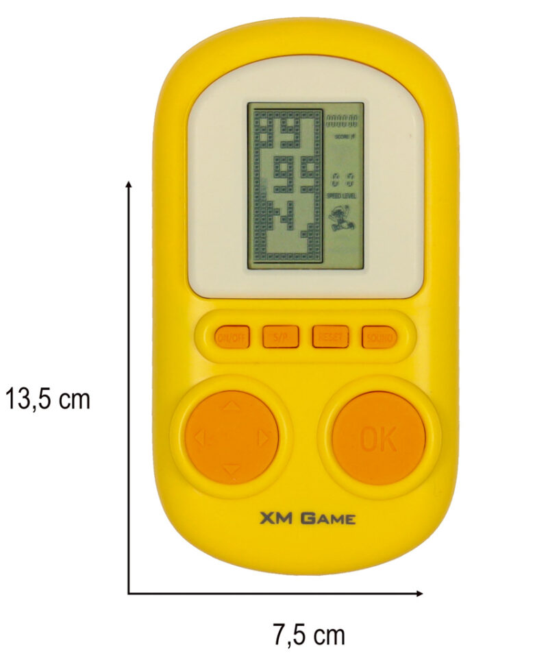 Kollane mängukonsool, mis mahub igasse kotti