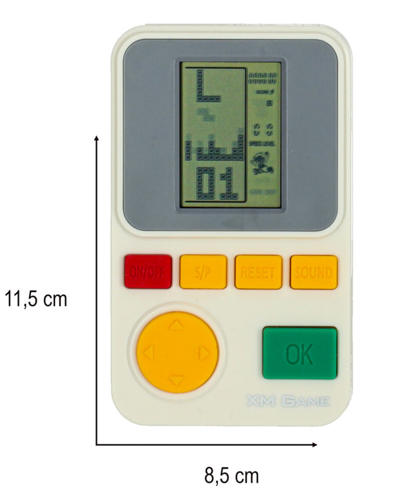Energiatõhus mängukonsool kahe AAA patareiga