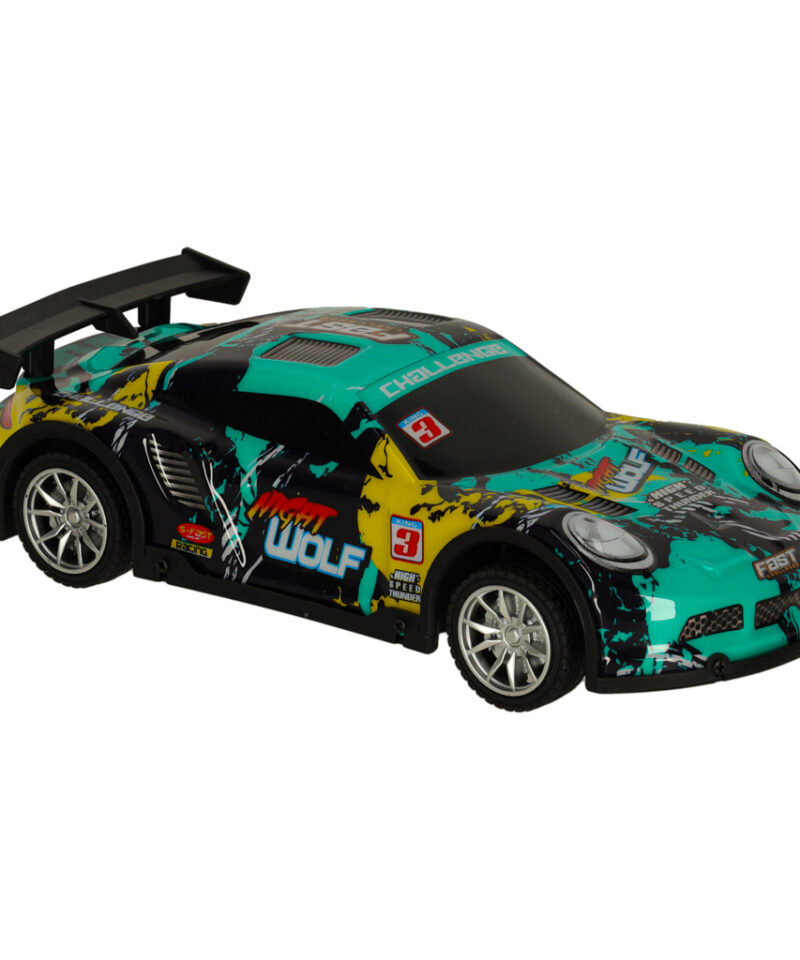 Kaugjuhitav auto sinises ja rohelises toonis