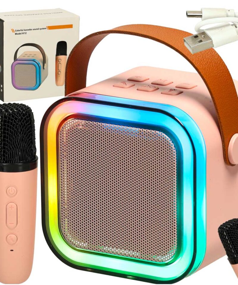 Roosa karaoke komplekt LED-efektidega laval