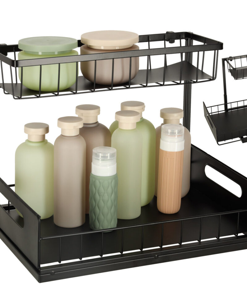 Kahekihiline köögikapi korraldaja kasutuses