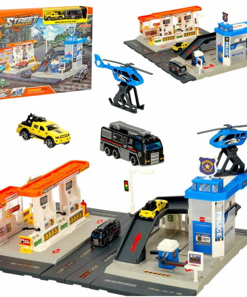 Laste bensiinijaama mängukomplekt koos autodega