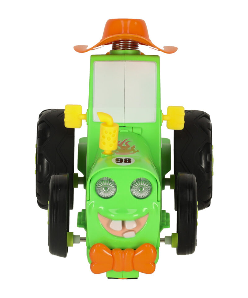 Puldiga traktor, mis hüppab ja mängib muusikat