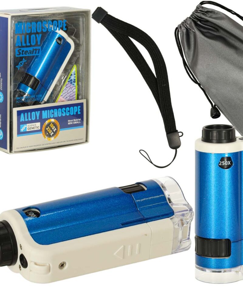 Taskukohane mikroskoop lastele LED-valgusega