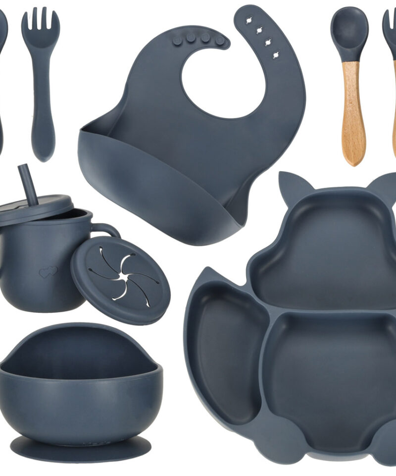 Laste silikoonist nõudekomplekt koos taldrikuga