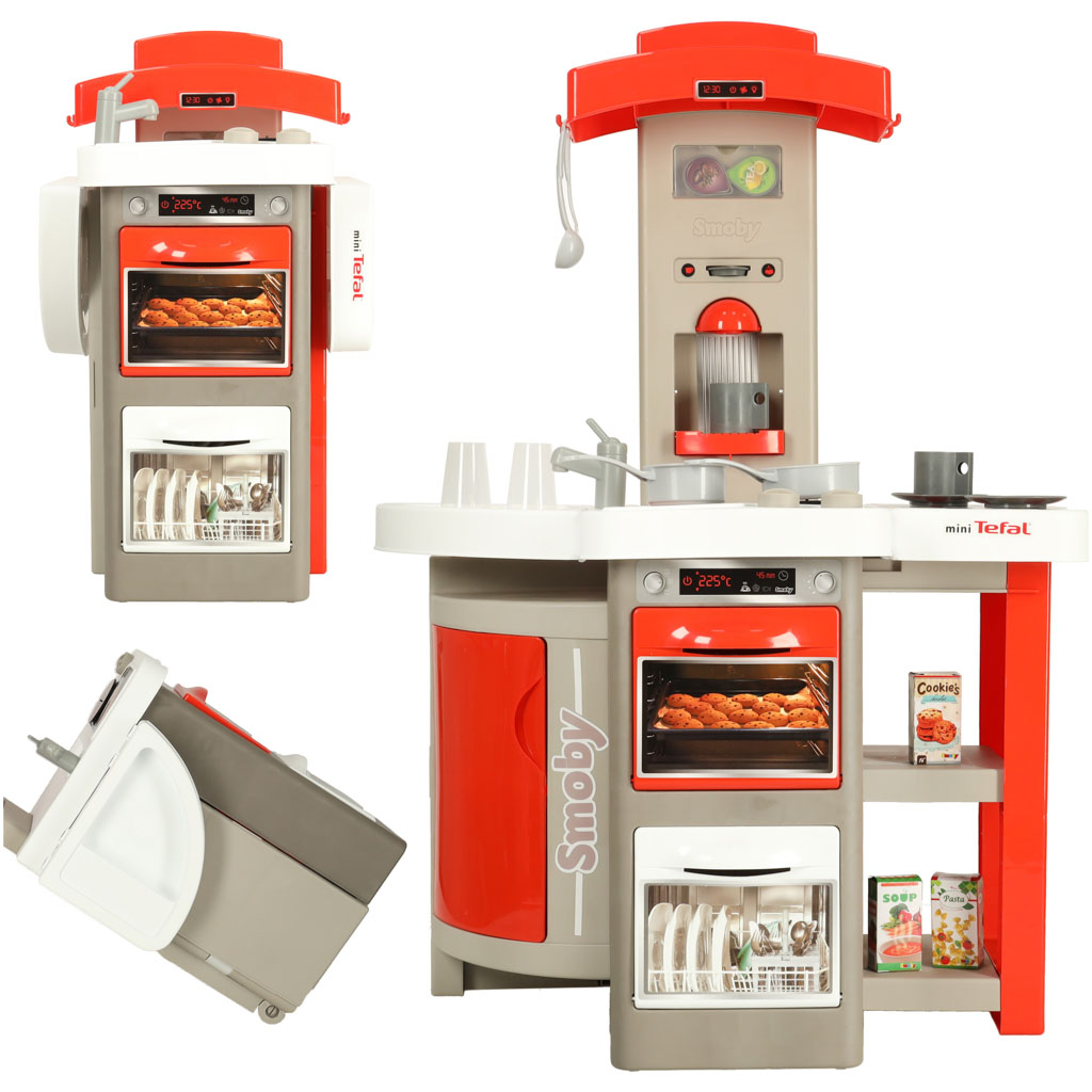 Stiilne mänguköök valge, halli ja punasega