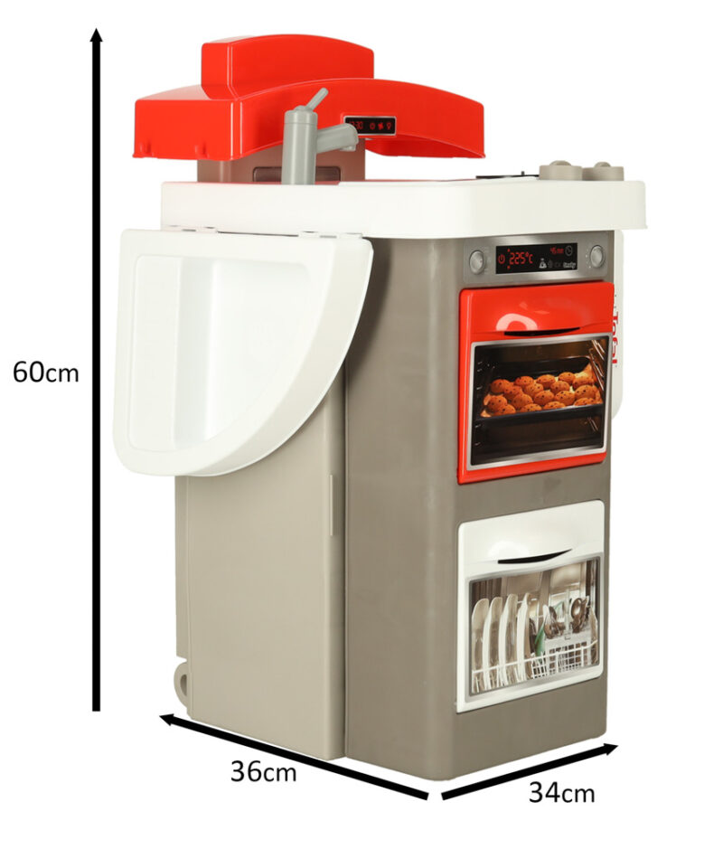 Stiilne mänguköök valge, halli ja punasega