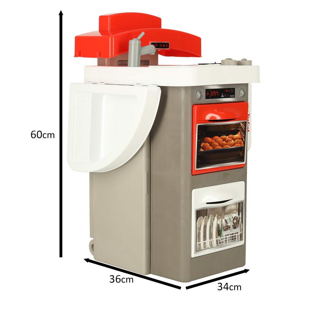 Stiilne mänguköök valge, halli ja punasega