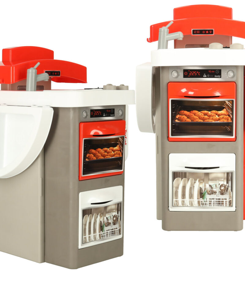 Stiilne mänguköök valge, halli ja punasega