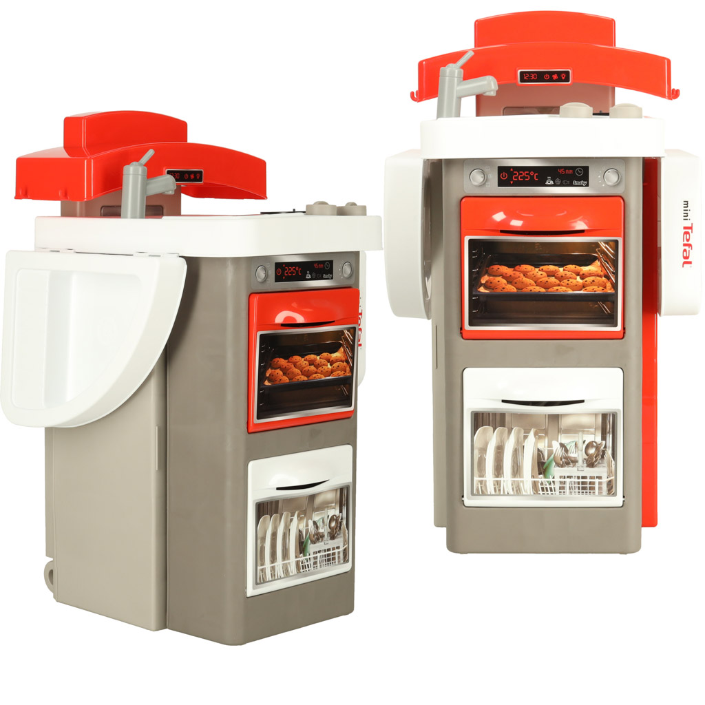 Stiilne mänguköök valge, halli ja punasega