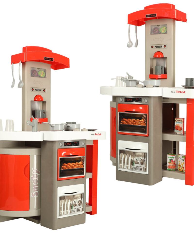 Stiilne mänguköök valge, halli ja punasega