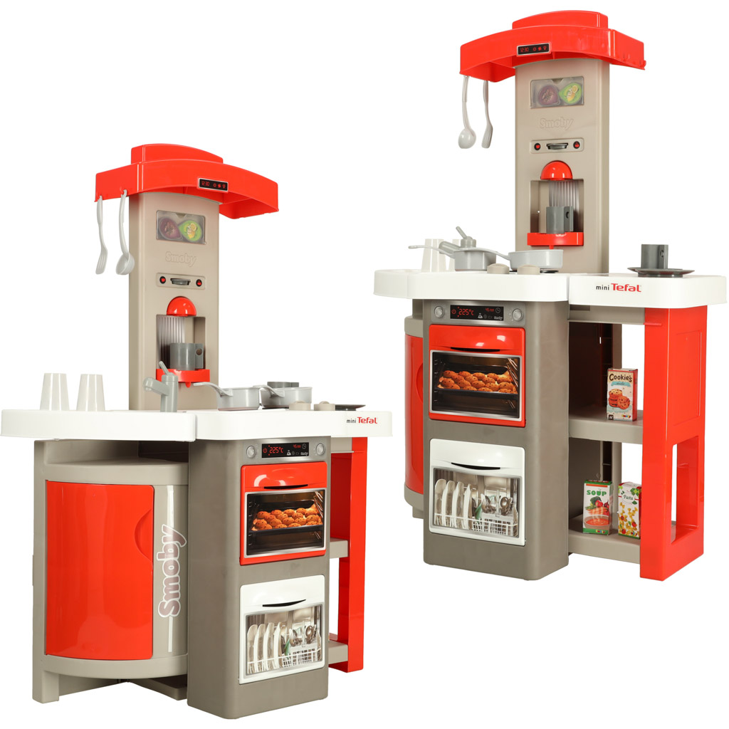 Stiilne mänguköök valge, halli ja punasega